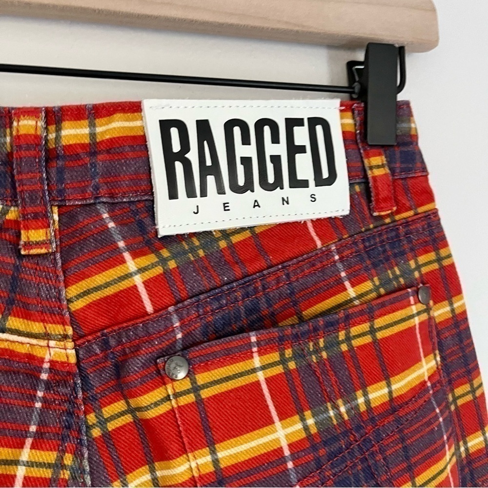 NWT The Ragged Priest Ragged Jeans Register Flare Jeans in Red Checkers‎ Size 24 - Picture 11 of 14